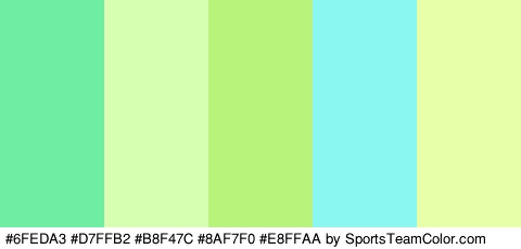 #6FEDA3 #D7FFB2 #B8F47C #8AF7F0 #E8FFAA Colors