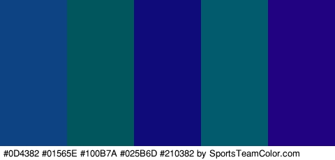 #0D4382 #01565E #100B7A #025B6D #210382 Colors