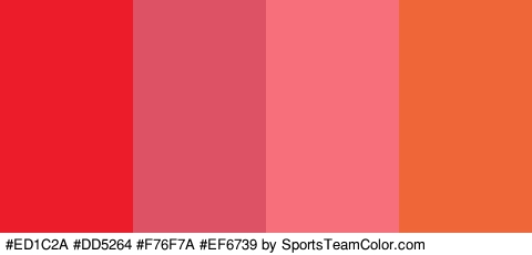 #ED1C2A #DD5264 #F76F7A #EF6739 Colors