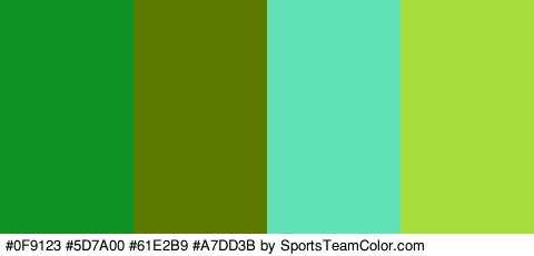 #0F9123 #5D7A00 #61E2B9 #A7DD3B Colors