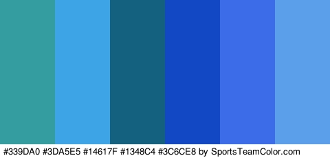 #339DA0 #3DA5E5 #14617F #1348C4 #3C6CE8 #5B9EEA Colors