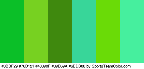 #0BBF29 #76D121 #40890F #39D69A #6BDB08 #45EF9D Colors