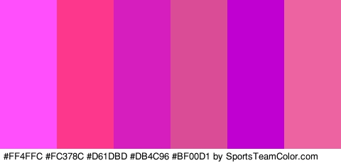 #FF4FFC #FC378C #D61DBD #DB4C96 #BF00D1 #ED63A1 Colors