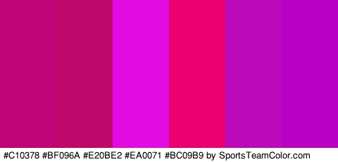 #C10378 #BF096A #E20BE2 #EA0071 #BC09B9 #BA00C4 Colors