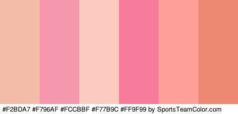 #F2BDA7 #F796AF #FCCBBF #F77B9C #FF9F99 #ED8871 Colors