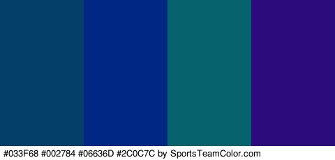 #033F68 #002784 #06636D #2C0C7C Colors