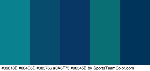 #09818E #084C6D #083766 #0A6F75 #00345B Colors