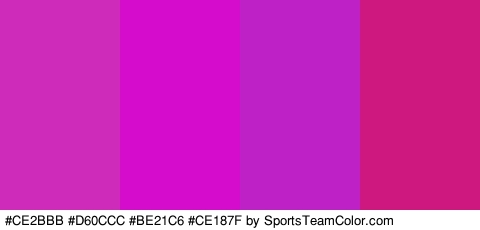 #CE2BBB #D60CCC #BE21C6 #CE187F Colors