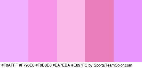 #F0AFFF #F796E8 #F9B8E8 #EA7EBA #E897FC Colors