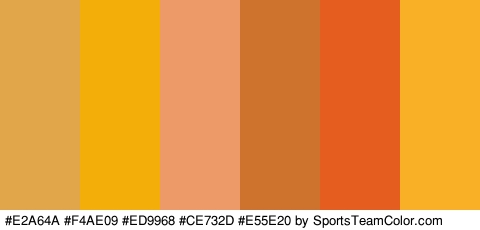 #E2A64A #F4AE09 #ED9968 #CE732D #E55E20 #F9B027 Colors