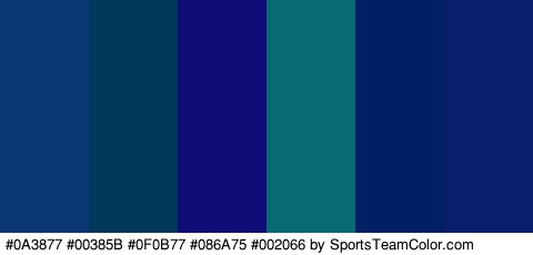 #0A3877 #00385B #0F0B77 #086A75 #002066 #0A1E6D Colors