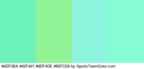 #6DF2BA #92F497 #8DF4DE #85FCD6 Colors