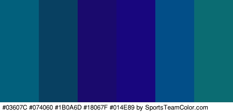 #03607C #074060 #1B0A6D #18067F #014E89 #0B6D72 Colors