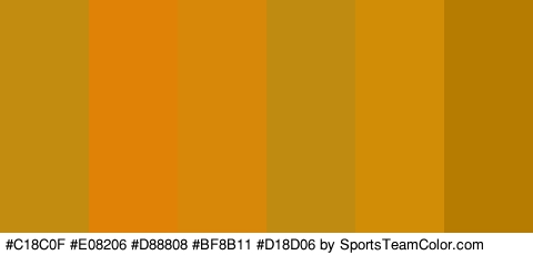 #C18C0F #E08206 #D88808 #BF8B11 #D18D06 #B57C01 Colors