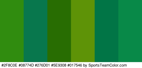 #2F8C0E #08774D #276D01 #5E9308 #017546 #088948 Colors