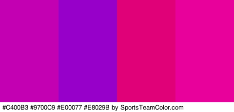 #C400B3 #9700C9 #E00077 #E8029B Colors