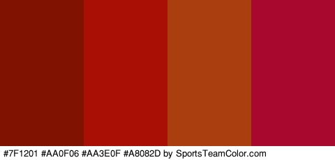 #7F1201 #AA0F06 #AA3E0F #A8082D Colors