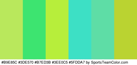 #B9E85C #3DE570 #B7ED3B #3EE0C5 #5FDDA7 #BBD330 Colors