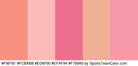 #F99181 #FCBAB8 #ED6F90 #EFAF94 #F799A9 Colors