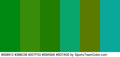 #008912 #388C08 #207F03 #09A56A #5D7A00 #0AA89B Colors