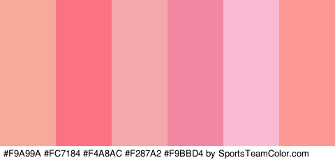 #F9A99A #FC7184 #F4A8AC #F287A2 #F9BBD4 #FC9792 Colors