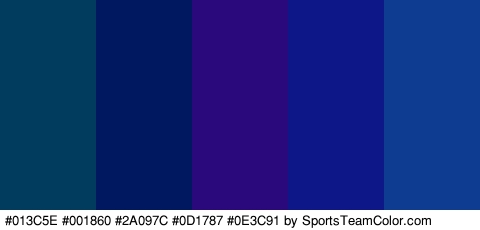 #013C5E #001860 #2A097C #0D1787 #0E3C91 Colors