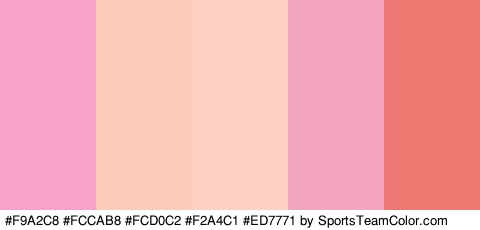 #F9A2C8 #FCCAB8 #FCD0C2 #F2A4C1 #ED7771 Colors