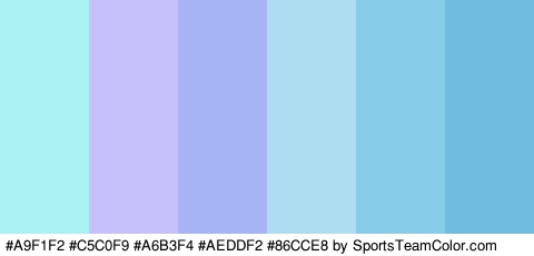 #A9F1F2 #C5C0F9 #A6B3F4 #AEDDF2 #86CCE8 #70BBE0 Colors