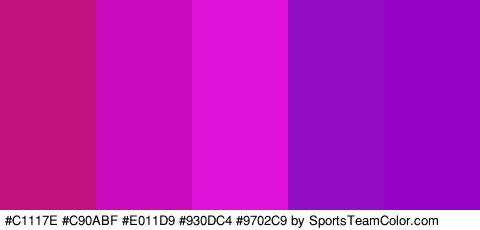 #C1117E #C90ABF #E011D9 #930DC4 #9702C9 Colors