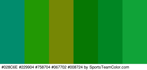 #028C6E #229904 #758704 #067702 #008724 #10A337 Colors