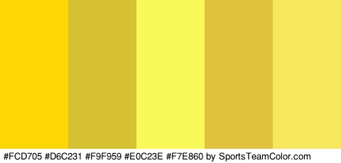 #FCD705 #D6C231 #F9F959 #E0C23E #F7E860 Colors