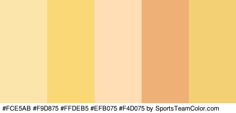 #FCE5AB #F9D875 #FFDEB5 #EFB075 #F4D075 Colors