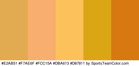 #E2AB51 #F7AE6F #FCC15A #DBA613 #D87811 Colors