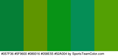 #057F36 #5F9600 #089316 #058E55 #52A004 Colors