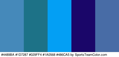 #4489BA #1D7287 #029FF4 #1A0568 #486CA5 Colors