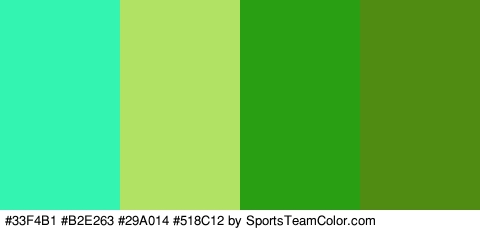 #33F4B1 #B2E263 #29A014 #518C12 Colors