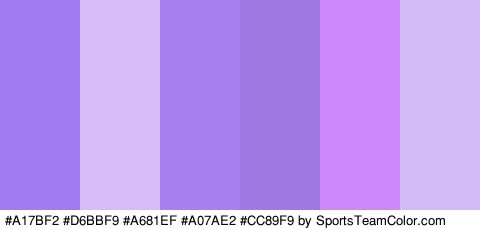 #A17BF2 #D6BBF9 #A681EF #A07AE2 #CC89F9 #D2BBF7 Colors