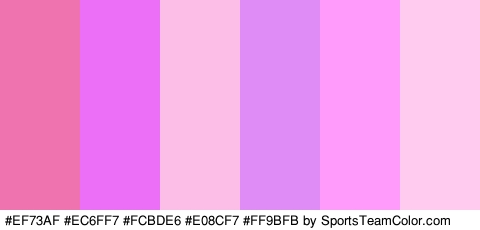 #EF73AF #EC6FF7 #FCBDE6 #E08CF7 #FF9BFB #FFCCEF Colors