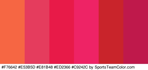 #F76642 #E53B5D #E81B48 #ED2366 #C9242C #BF184A Colors