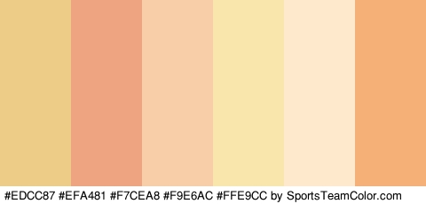 #EDCC87 #EFA481 #F7CEA8 #F9E6AC #FFE9CC #F4B077 Colors