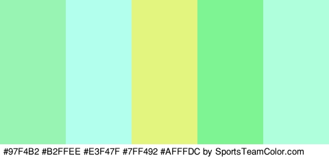 #97F4B2 #B2FFEE #E3F47F #7FF492 #AFFFDC Colors