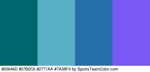 #00646D #57B0C6 #2771AA #7A58F4 Colors