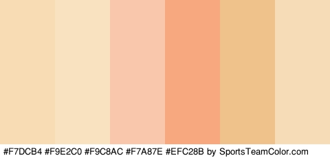 #F7DCB4 #F9E2C0 #F9C8AC #F7A87E #EFC28B #F7DDB7 Colors