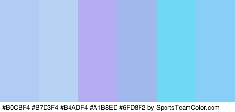 #B0CBF4 #B7D3F4 #B4ADF4 #A1B8ED #6FD8F2 #88CEF7 Colors