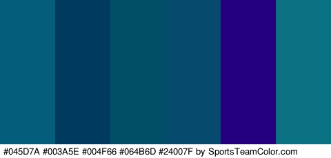 #045D7A #003A5E #004F66 #064B6D #24007F #0B7284 Colors