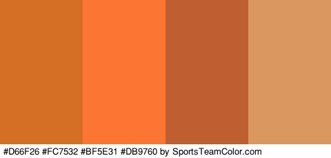 #D66F26 #FC7532 #BF5E31 #DB9760 Colors