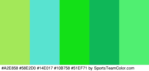 #A2E858 #58E2D0 #14E017 #10B758 #51EF71 Colors