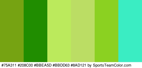 #75A311 #208C00 #BBEA5D #BBDD63 #8AD121 #3BEDC3 Colors