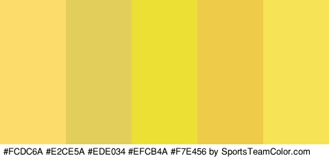 #FCDC6A #E2CE5A #EDE034 #EFCB4A #F7E456 Colors