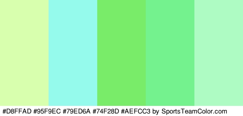 #D8FFAD #95F9EC #79ED6A #74F28D #AEFCC3 Colors